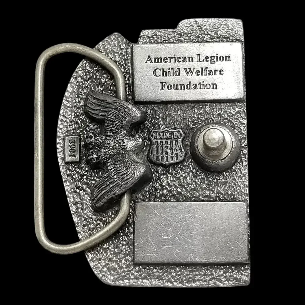 Vintage Belt Buckle Pewter CWF American Legion‎ Child Welfare Foundation Eagle